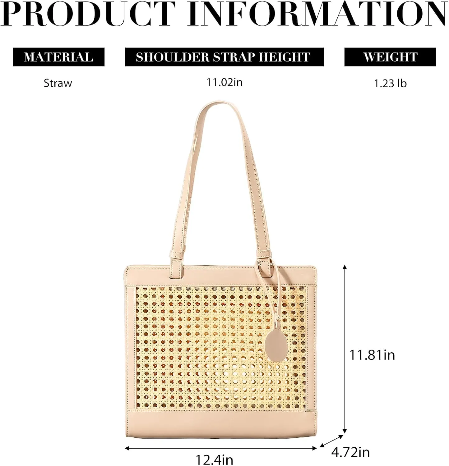 Straw Beach Bag for Women Summer Woven Rattan Tote Bag Straw Purses and Handbags for Vacation with Pendant