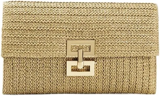 Straw Clutch Purses for Women Summer Beach Bags Woven Clutch Flap Handbags Wicker Rattan Envelope Wallet Evening Bag