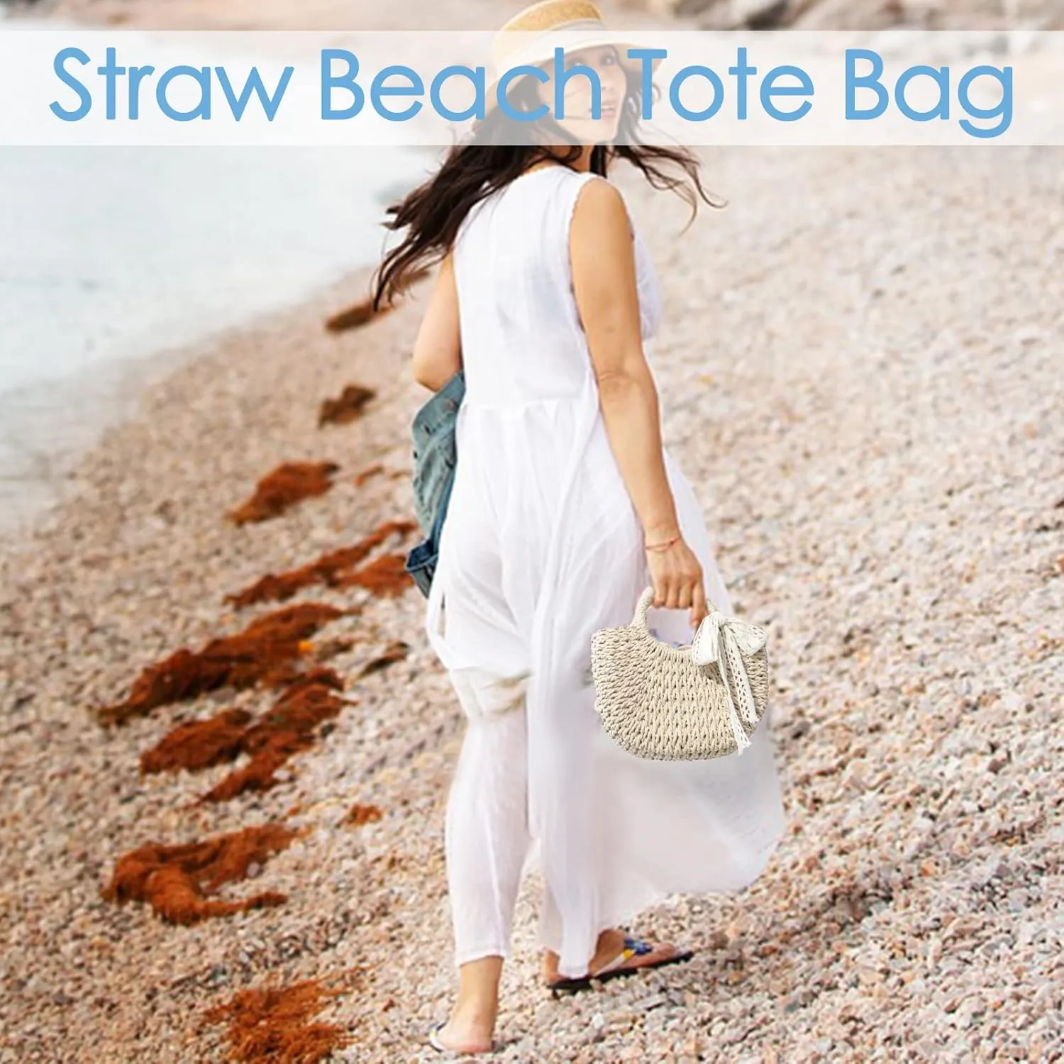 Straw Clutch Top Handle Handbags Rattan Straw Bag Summer Beach Tote Shoulder Bag Crossbody Travel Beach Tote