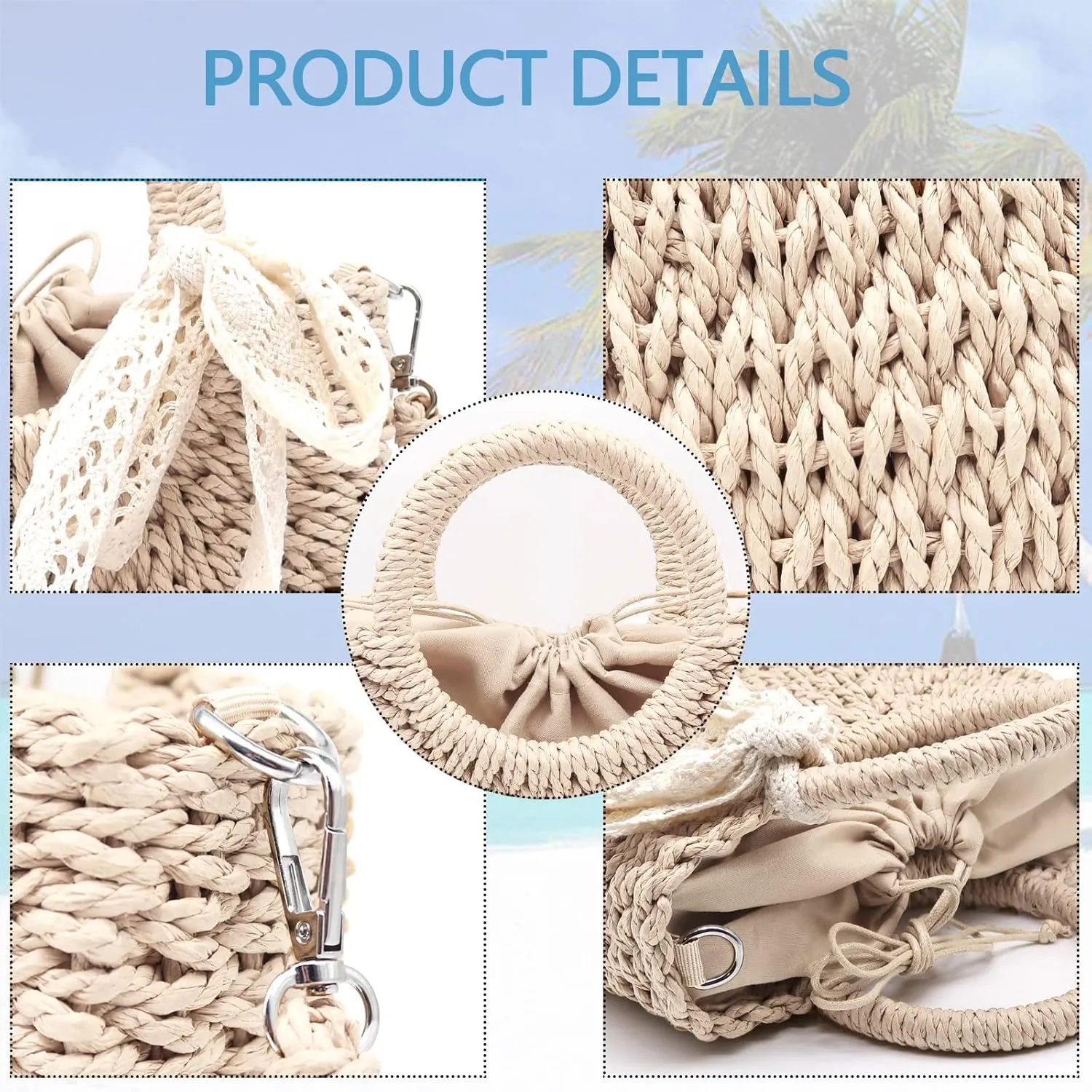 Straw Clutch Top Handle Handbags Rattan Straw Bag Summer Beach Tote Shoulder Bag Crossbody Travel Beach Tote