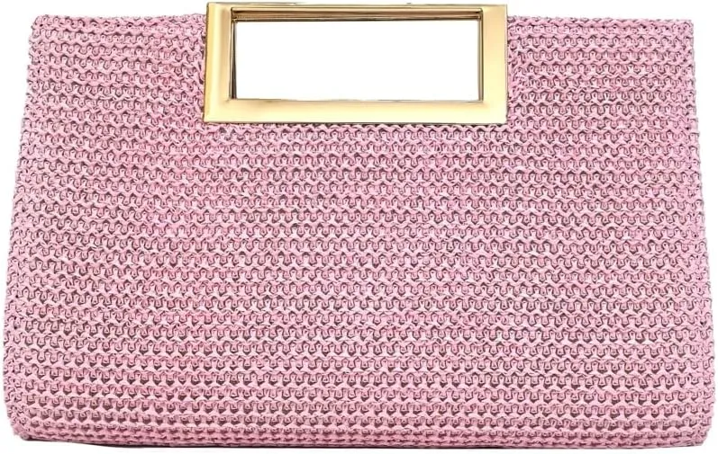 Straw Woven Clutch Purses for Women Boho Rattan Shoulder Handbag Ladies Beach Envelope Evening Bag for Summer Travel