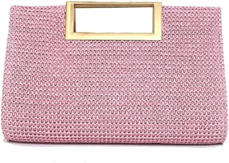 Straw Woven Clutch Purses for Women Boho Rattan Shoulder Handbag Ladies Beach Envelope Evening Bag for Summer Travel