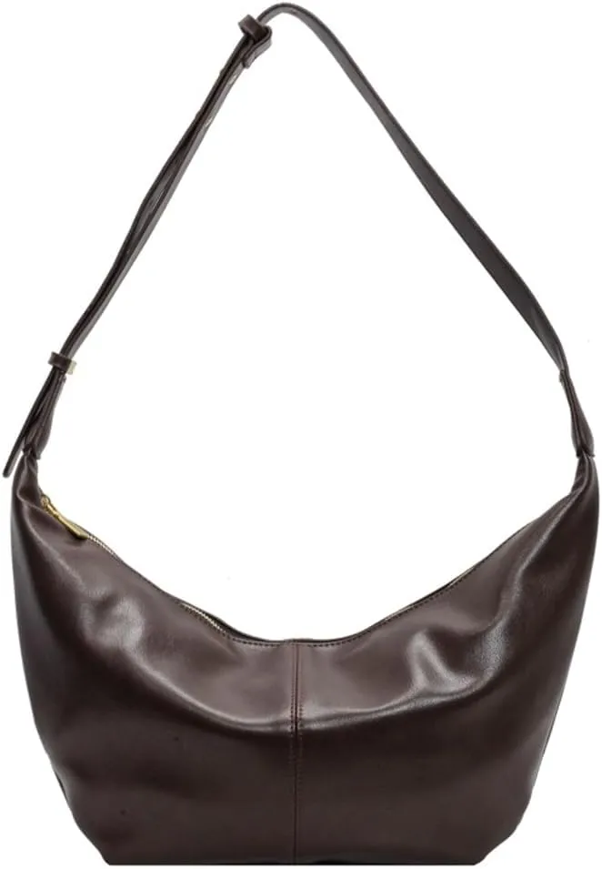 Stylish Crescent Bag for Women PU Leather Satchel Purse Causal Slouchy Bag College Office Shoulder Bag with Adjustable Strap