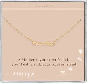 Suavell Mama Necklace - Gold Dipped Momma Necklace for Women - Expecting Mom Gift - For New Mother to Be - Mama Gifts for Expecting Mothers - New Mommy Present - Mothers Day Jewelry