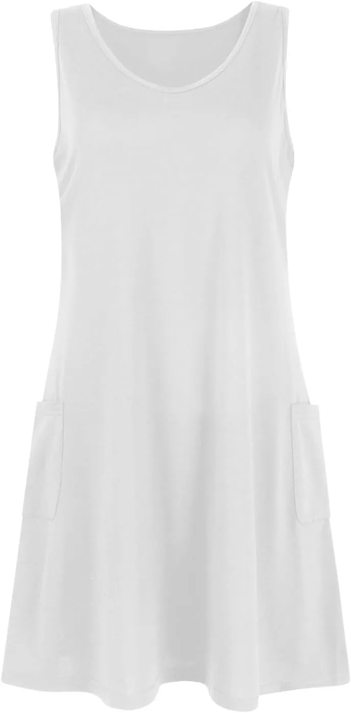 Summer Dresses for Women 2025 Casual V Neck Sleeveless Sundresses Boho Tank Dress Beach Dresses with Pockets