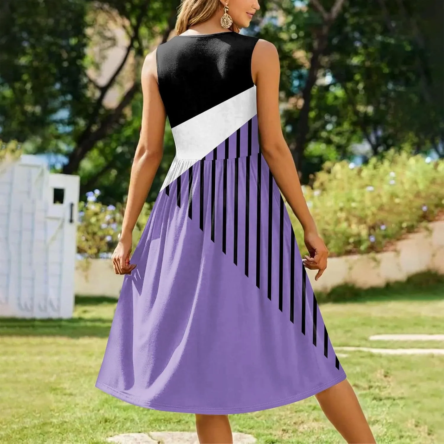 Summer Dresses for Women Casual Sleeveless Midi Dress Swing Tank Sundress Flowy Beach Tshirt Dress with Pockets