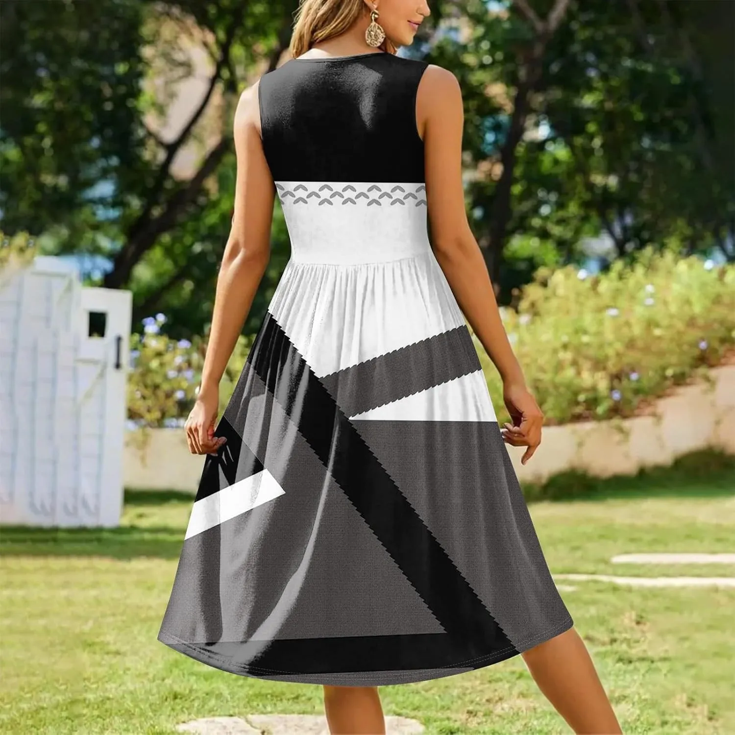 Summer Dresses for Women Casual Sleeveless Midi Dress Swing Tank Sundress Flowy Beach Tshirt Dress with Pockets