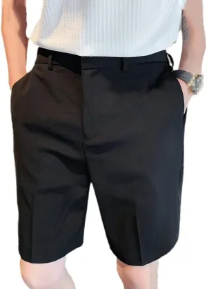 Summer Men's British Style Business Shorts Male Slim Fit Loose Suit Shorts White Blue Black
