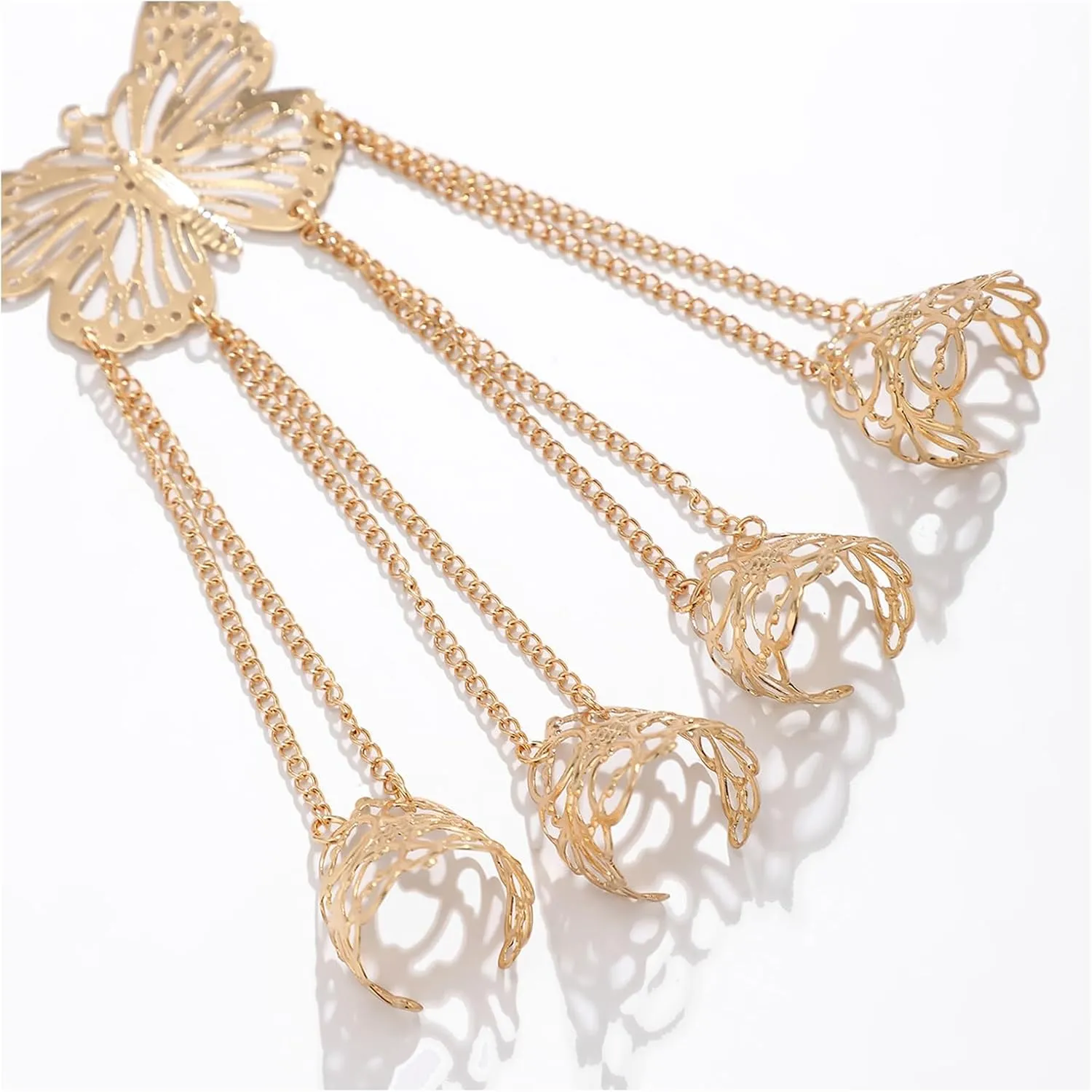 Summer Punk Butterfly Finger Bracelets with Ring,Exaggerated Finger Wrist Chains Rings Bracelets Gothic Link Chain Finger Bracelet Festival Halloween Hand Chain Body Jewelry for Women