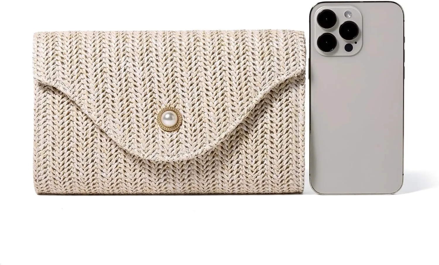 Summer Straw Clutch Purses for Women Woven Rattan Evening Bag Envelope Wallet Raffia Beach Shoulder Bag Pearl Handbags