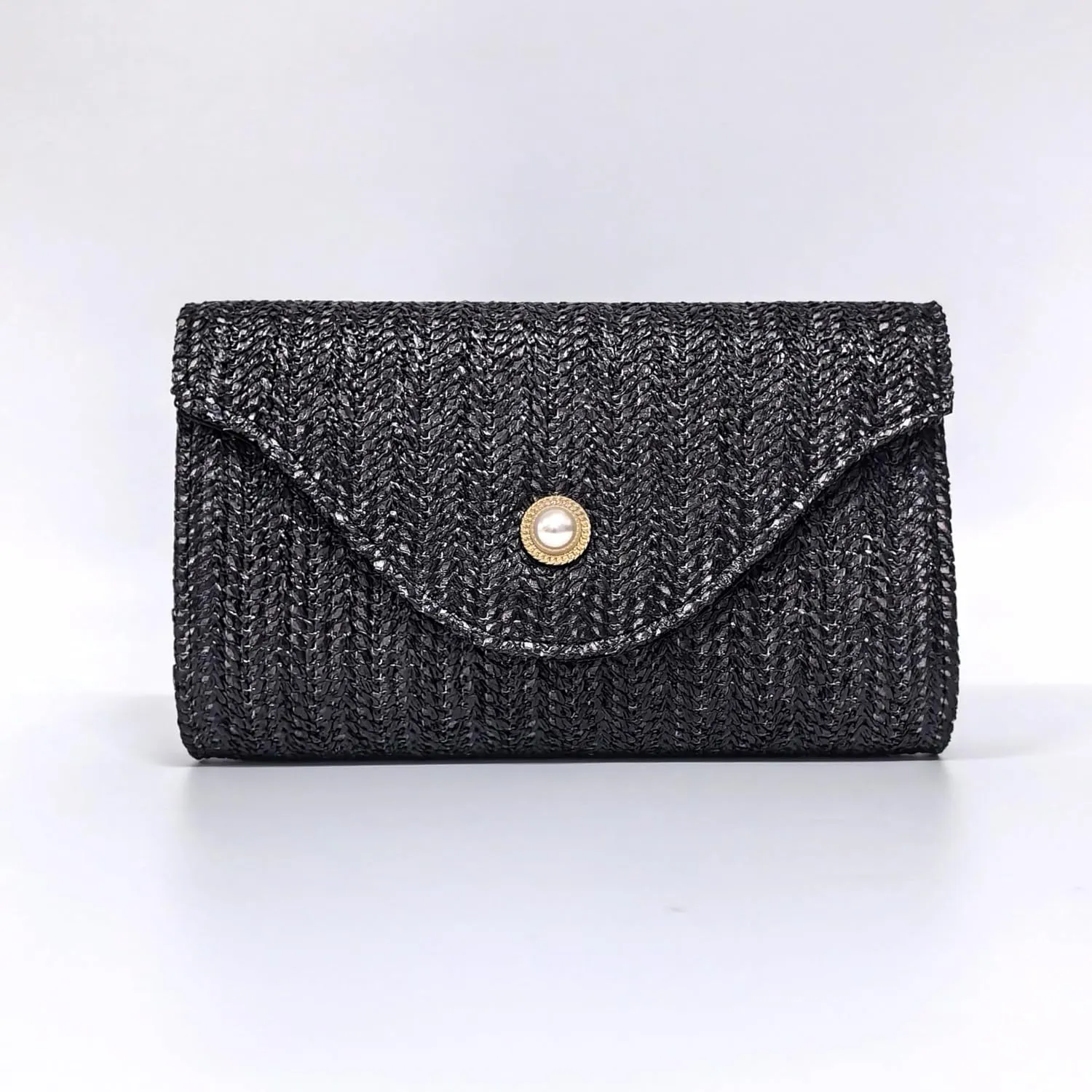 Summer Straw Clutch Purses for Women Woven Rattan Evening Bag Envelope Wallet Raffia Beach Shoulder Bag Pearl Handbags