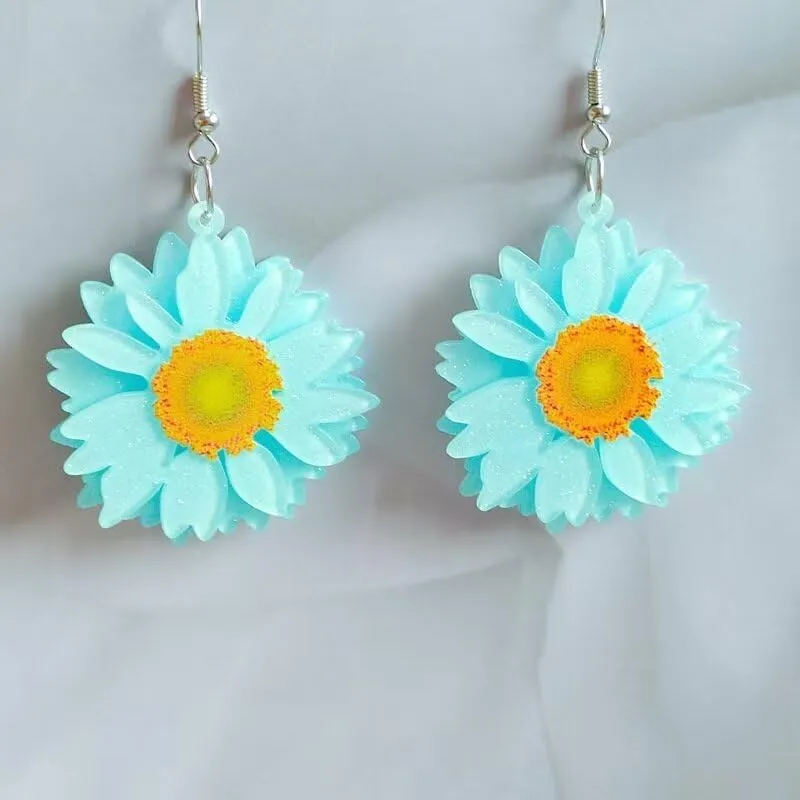 Sunflower Earrings Acrylic Daisy Earrings Retro 70s 80s floral Earrings Summer Beach Jewelry for Women