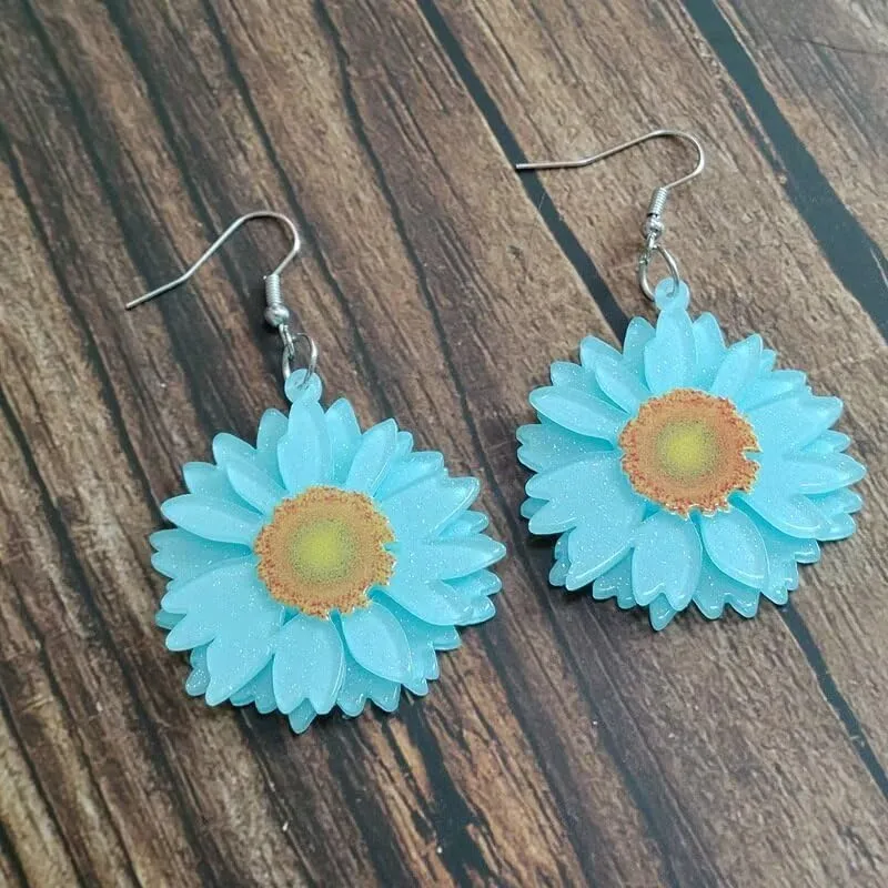 Sunflower Earrings Acrylic Daisy Earrings Retro 70s 80s floral Earrings Summer Beach Jewelry for Women
