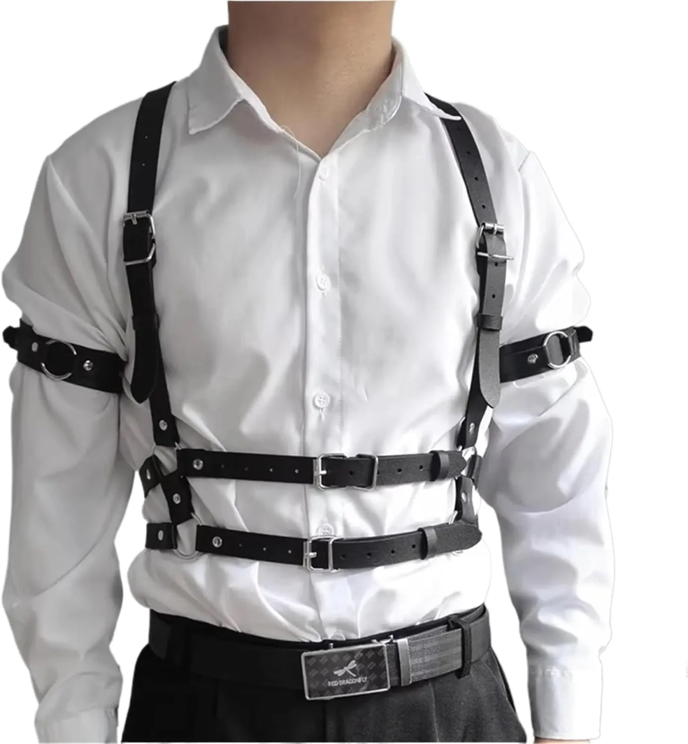 Tactical Techwear Hip Hop Punk Leather Body Harness Chest Shoulder Strap Men Multi Function Adjustable Gothic Waist Belt