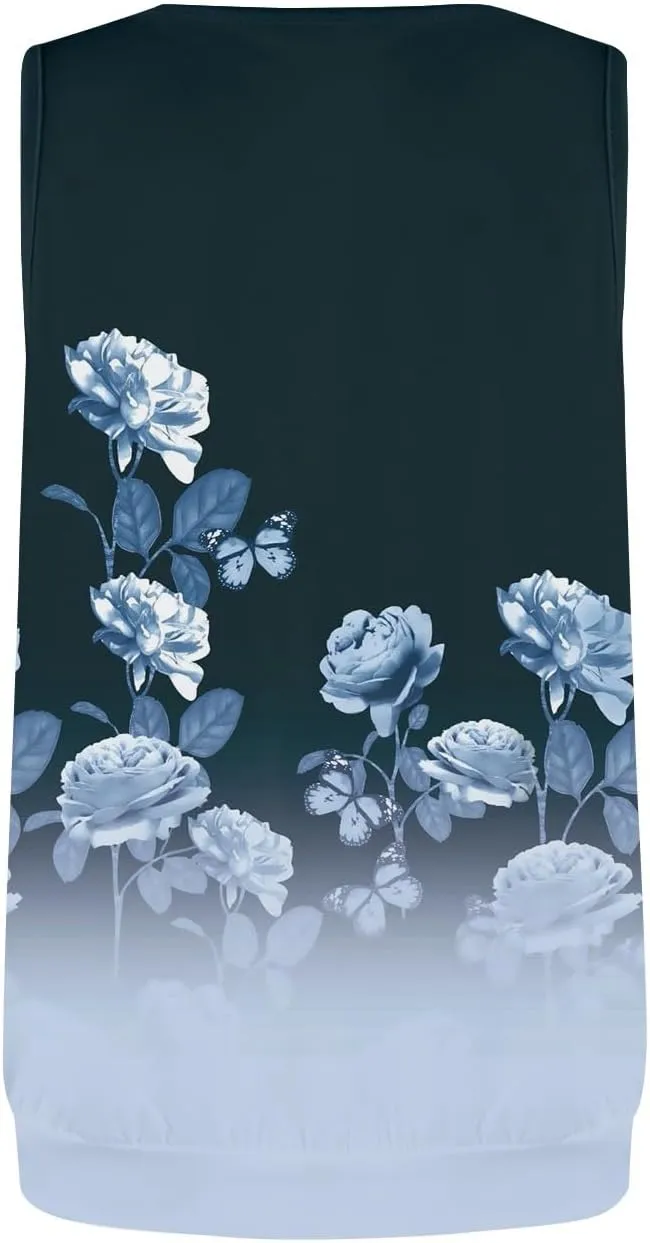 Tank Tops for Women Fashion Sleeveless Trendy Tops 2025 Sexy Ruched Crew Neck Floral Print Shirts Summer Casual Tops