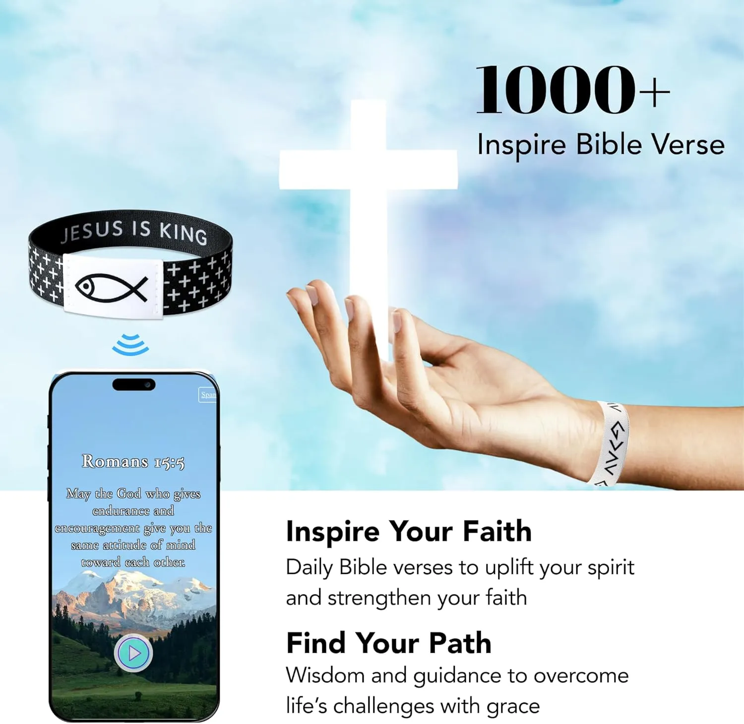 Tap to Read Daily Bible Verses  Christian Bracelet for Women & Men  Meaningful Faith Gift for Mom, Perfect for Mothers Day