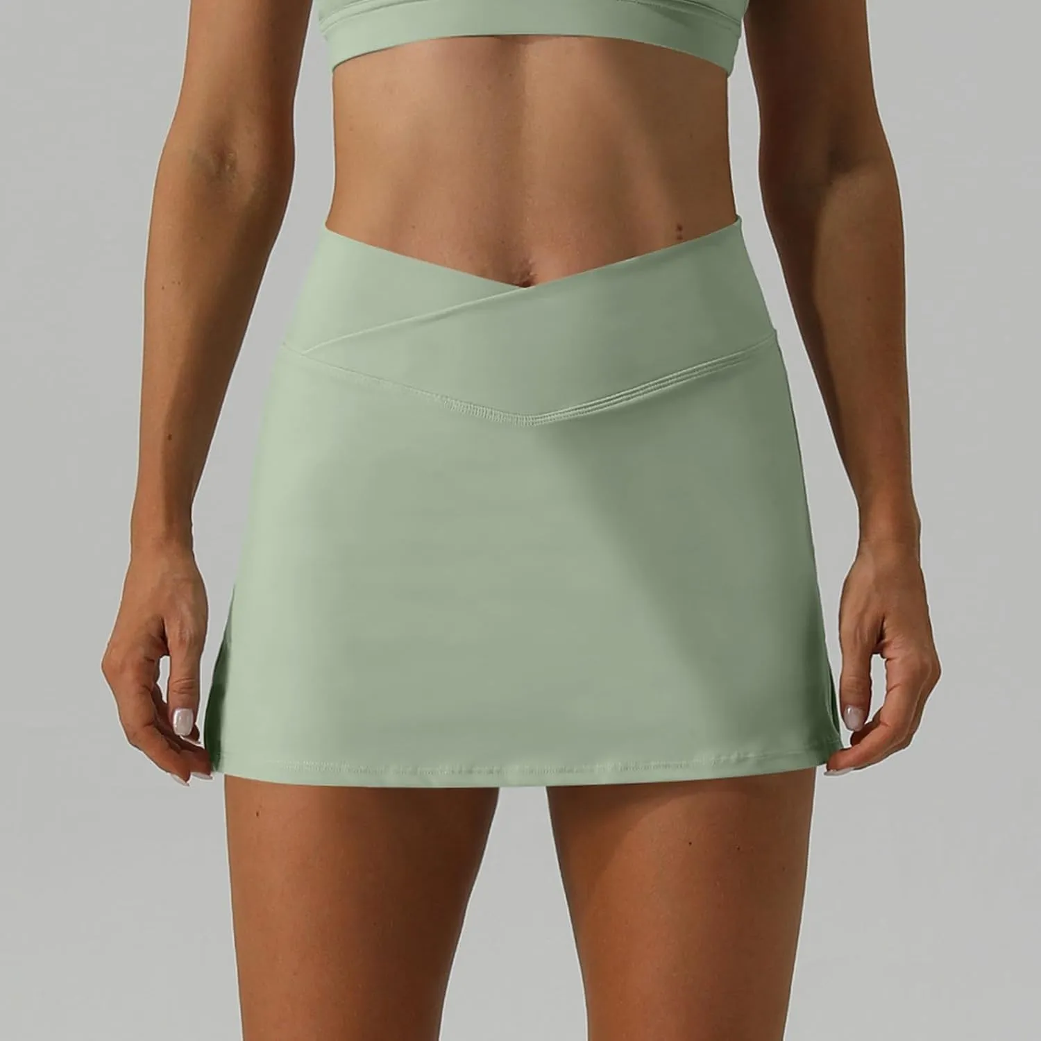 Tennis Mini Skirts for Women Side Slits High Waist Elastic Athletic Skort Lightweight Running Workout Skirts with Shorts