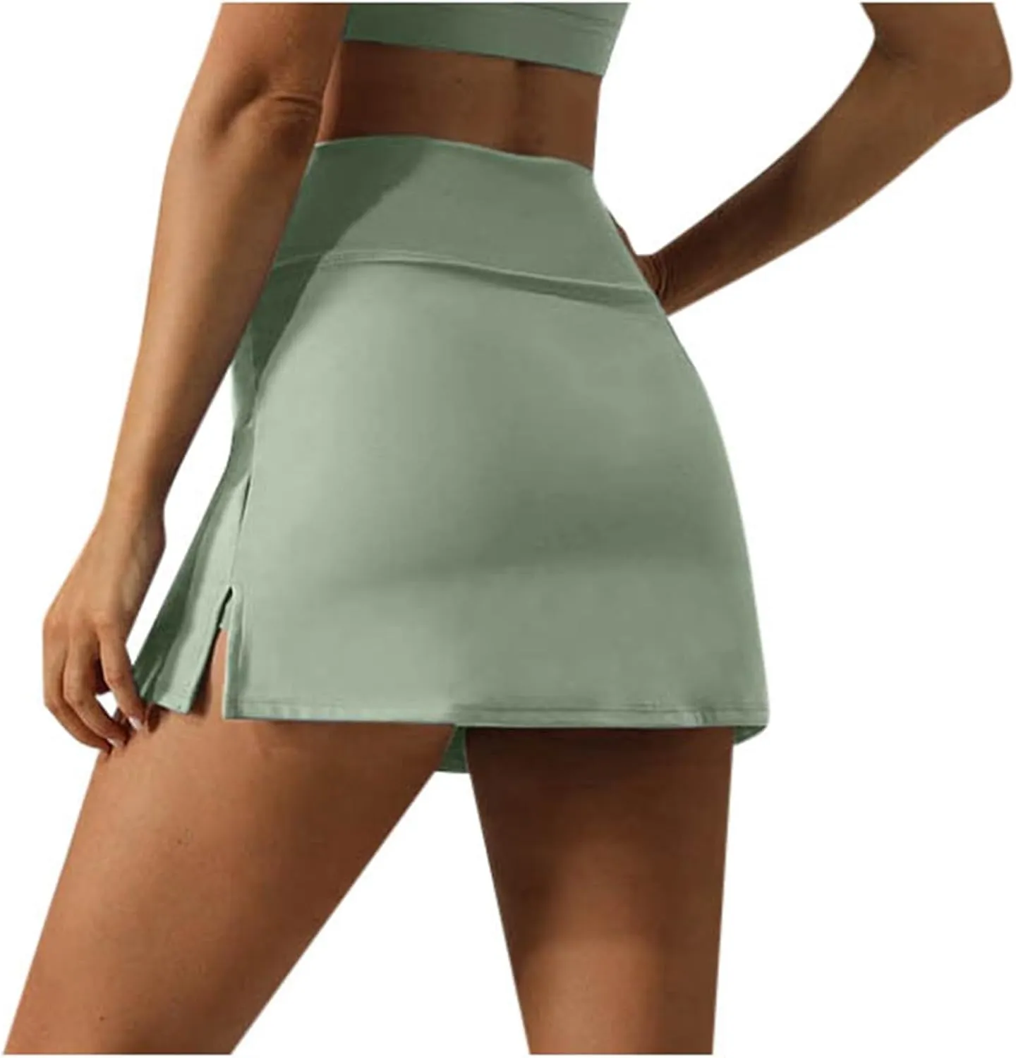 Tennis Mini Skirts for Women Side Slits High Waist Elastic Athletic Skort Lightweight Running Workout Skirts with Shorts