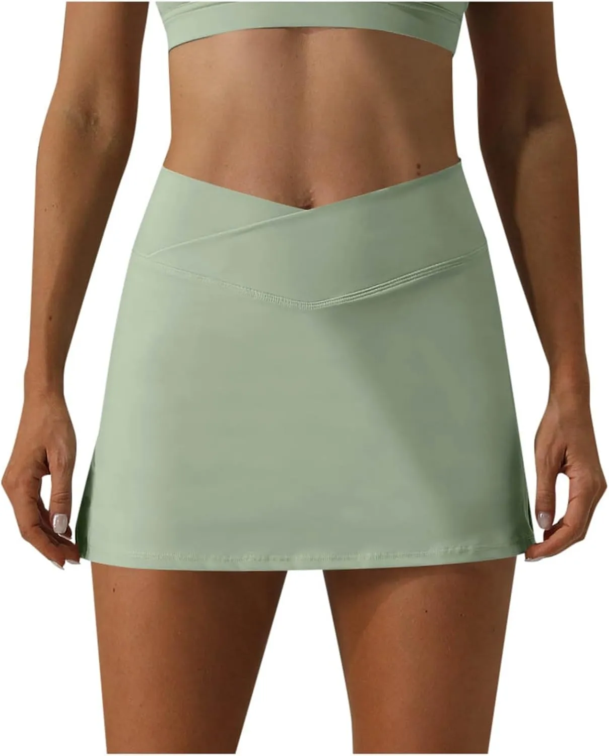 Tennis Mini Skirts for Women Side Slits High Waist Elastic Athletic Skort Lightweight Running Workout Skirts with Shorts