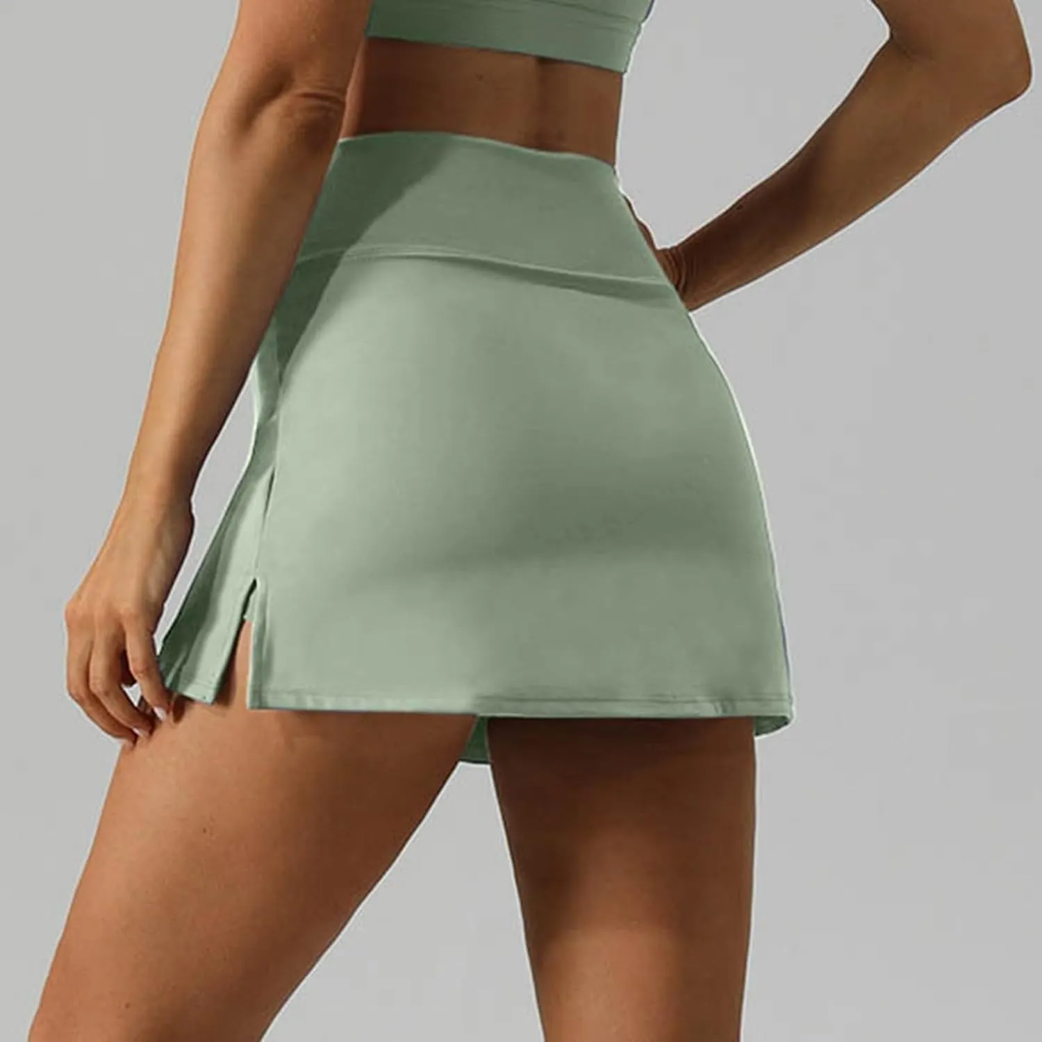 Tennis Mini Skirts for Women Side Slits High Waist Elastic Athletic Skort Lightweight Running Workout Skirts with Shorts