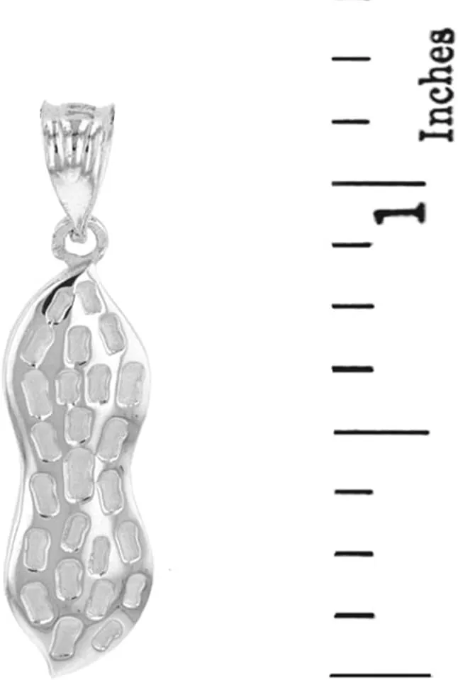 Textured 925 Sterling Silver Peanut Pendant Necklace