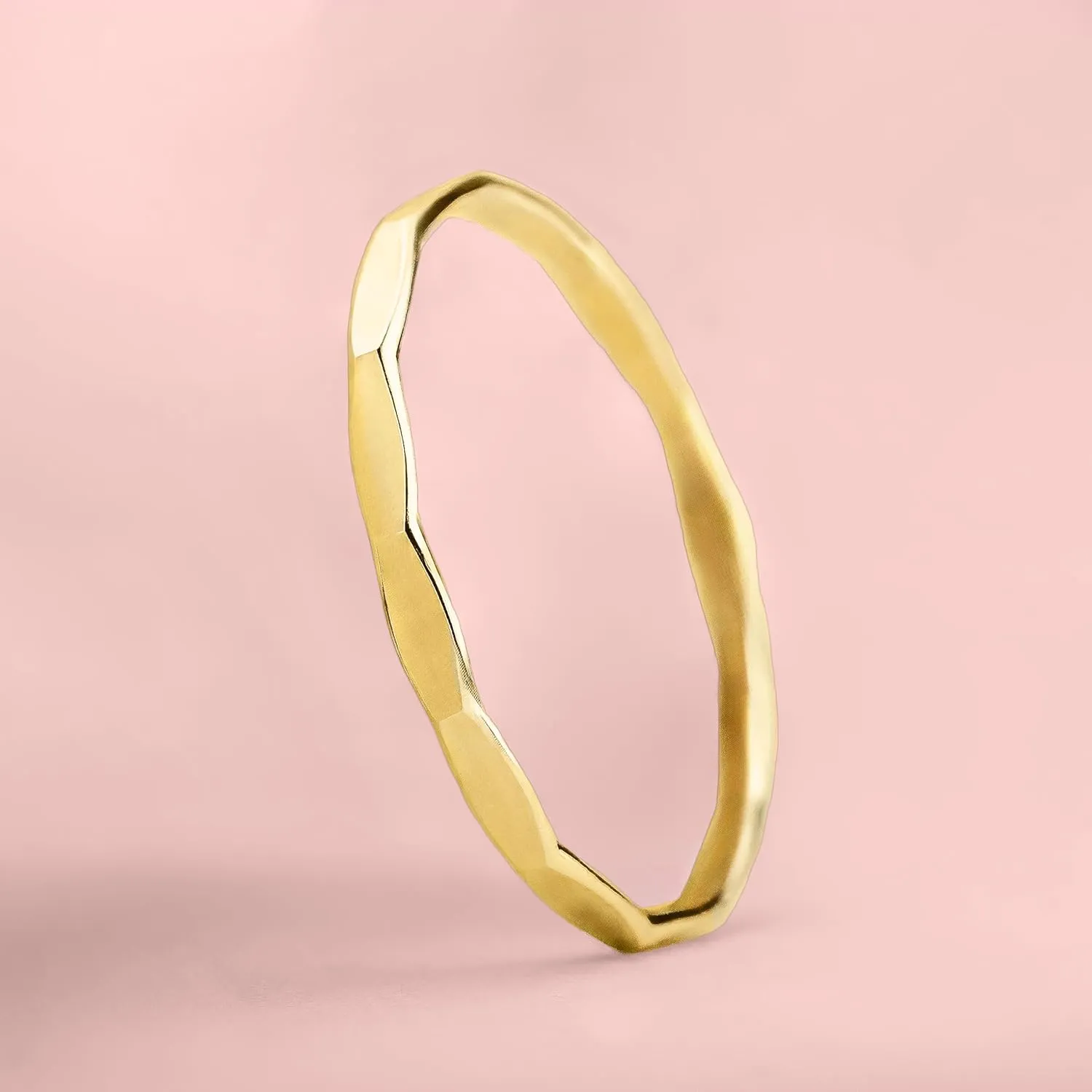 Thin Mirror Hammer Textured Stacking 1mm Skinny Ring in Silver, Gold, or Rose Gold | Comfort Fit | USA Sizes 2-12 (2.5, 14K Gold Fill)