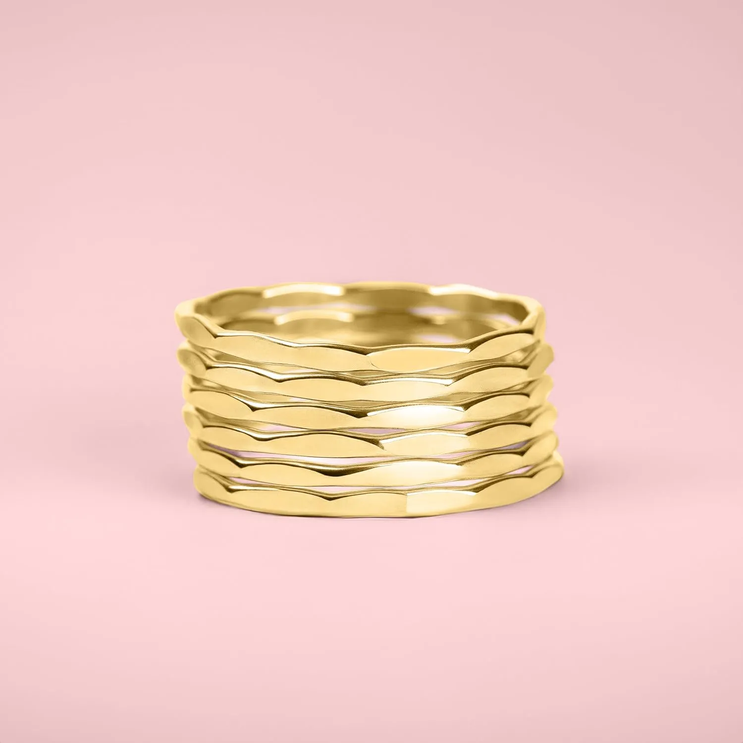 Thin Mirror Hammer Textured Stacking 1mm Skinny Ring in Silver, Gold, or Rose Gold | Comfort Fit | USA Sizes 2-12 (2.5, 14K Gold Fill)