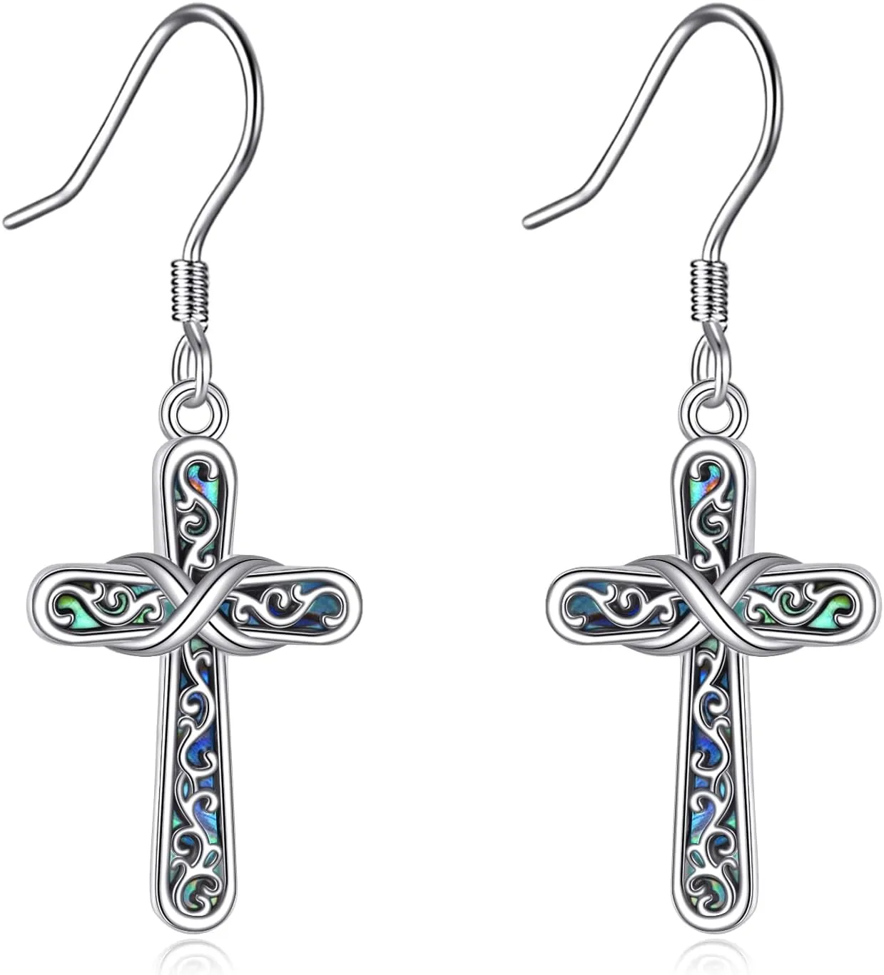 TIGER RIDER Abalone Shell 925 Sterling Silver Dangle Earrings Lightweight Filigree Dangle Drop Earrings Silver Earrings for Women