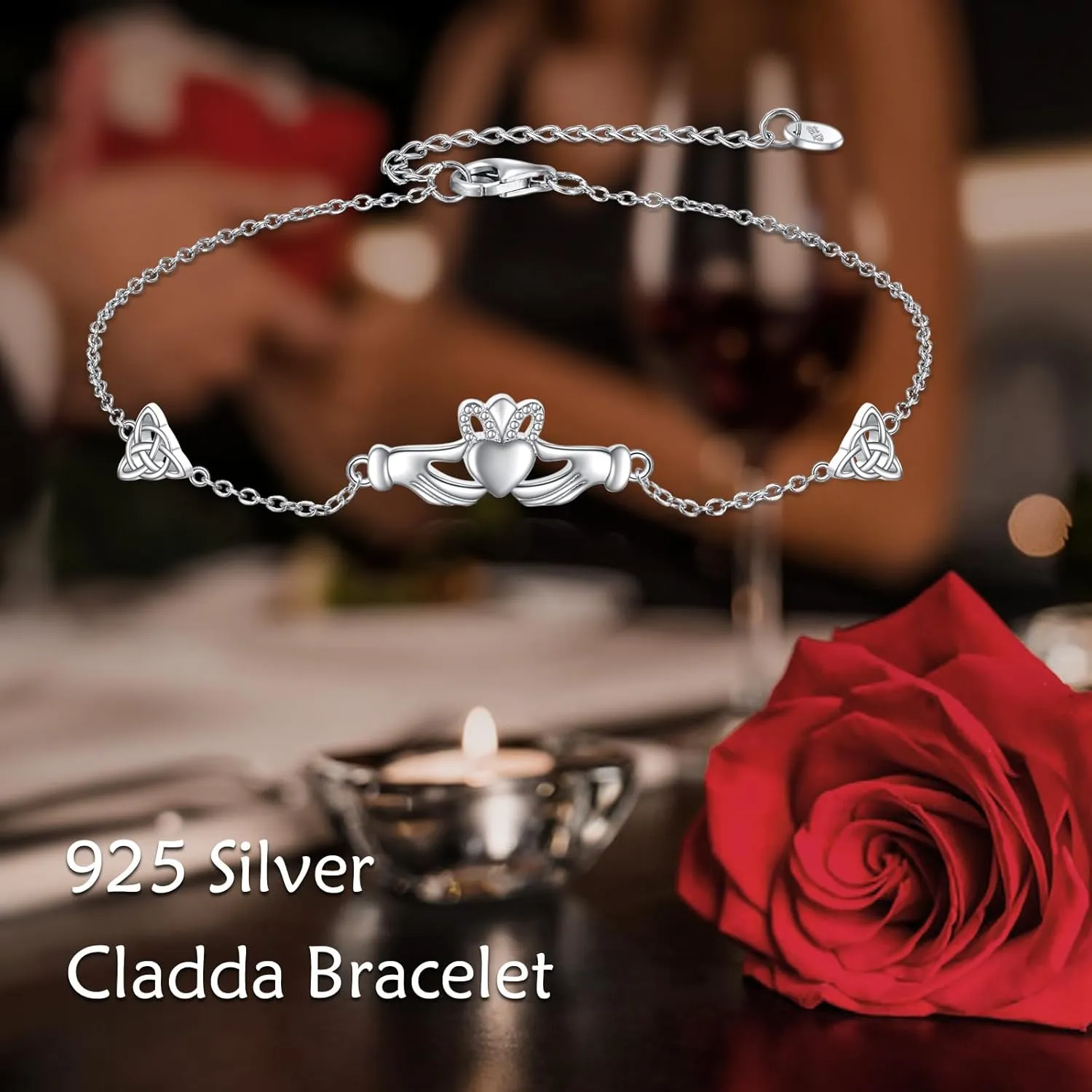 TIGER RIDER Bracelets for Women Sterling Silver Claddagh Infinity Tree of Life Daisy Bracelets Friendship Adjustable Charm Bracelet Jewelry Birthday Valentines Gifts for Mom Friends