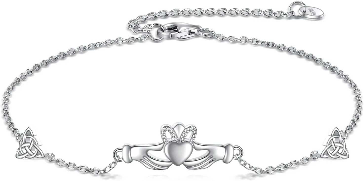 TIGER RIDER Bracelets for Women Sterling Silver Claddagh Infinity Tree of Life Daisy Bracelets Friendship Adjustable Charm Bracelet Jewelry Birthday Valentines Gifts for Mom Friends