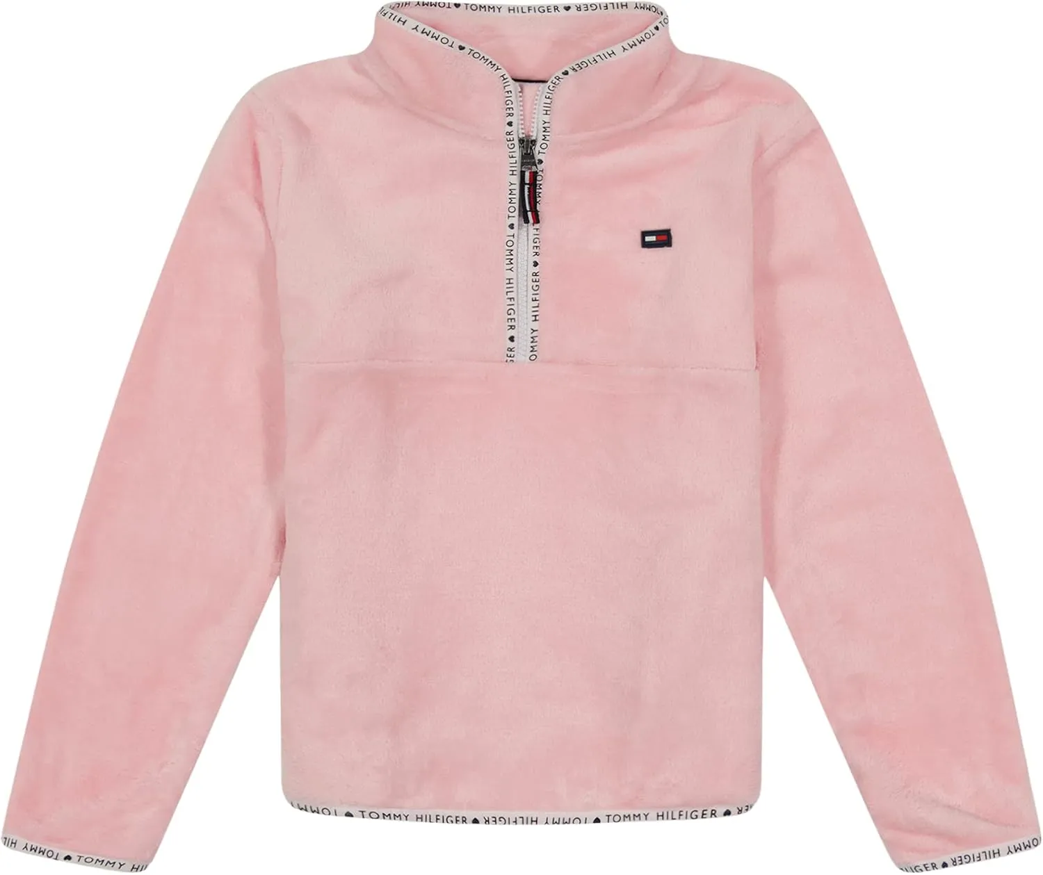 Tommy Hilfiger Fleece Pullover Sweatshirt Large Functional Front Pocket and Quarter Zip Girls'