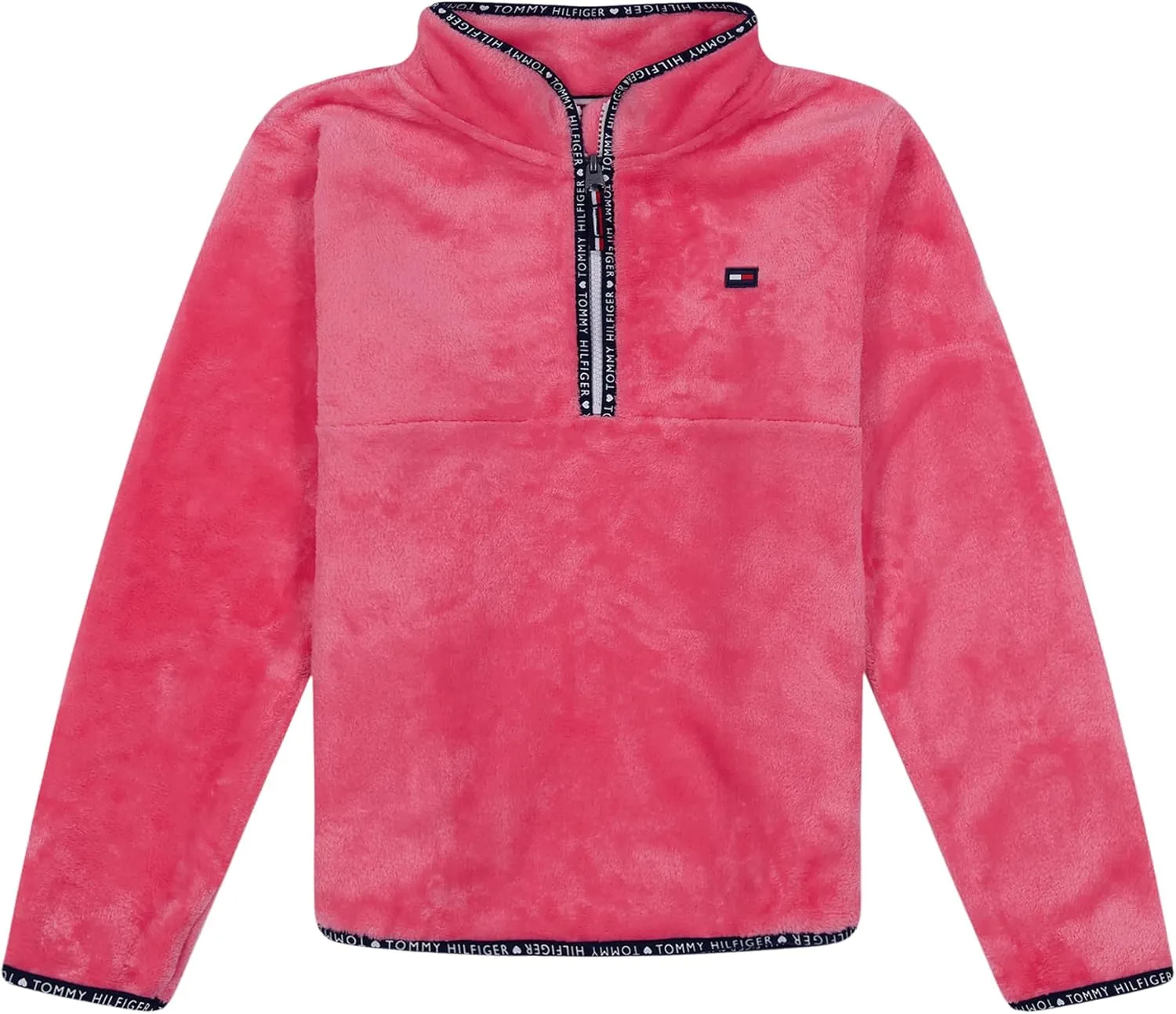 Tommy Hilfiger Fleece Pullover Sweatshirt Large Functional Front Pocket and Quarter Zip Girls'