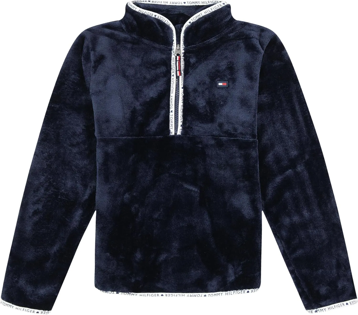 Tommy Hilfiger Fleece Pullover Sweatshirt Large Functional Front Pocket and Quarter Zip Girls'