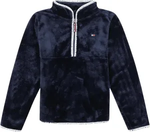 Tommy Hilfiger Fleece Pullover Sweatshirt Large Functional Front Pocket and Quarter Zip Girls'