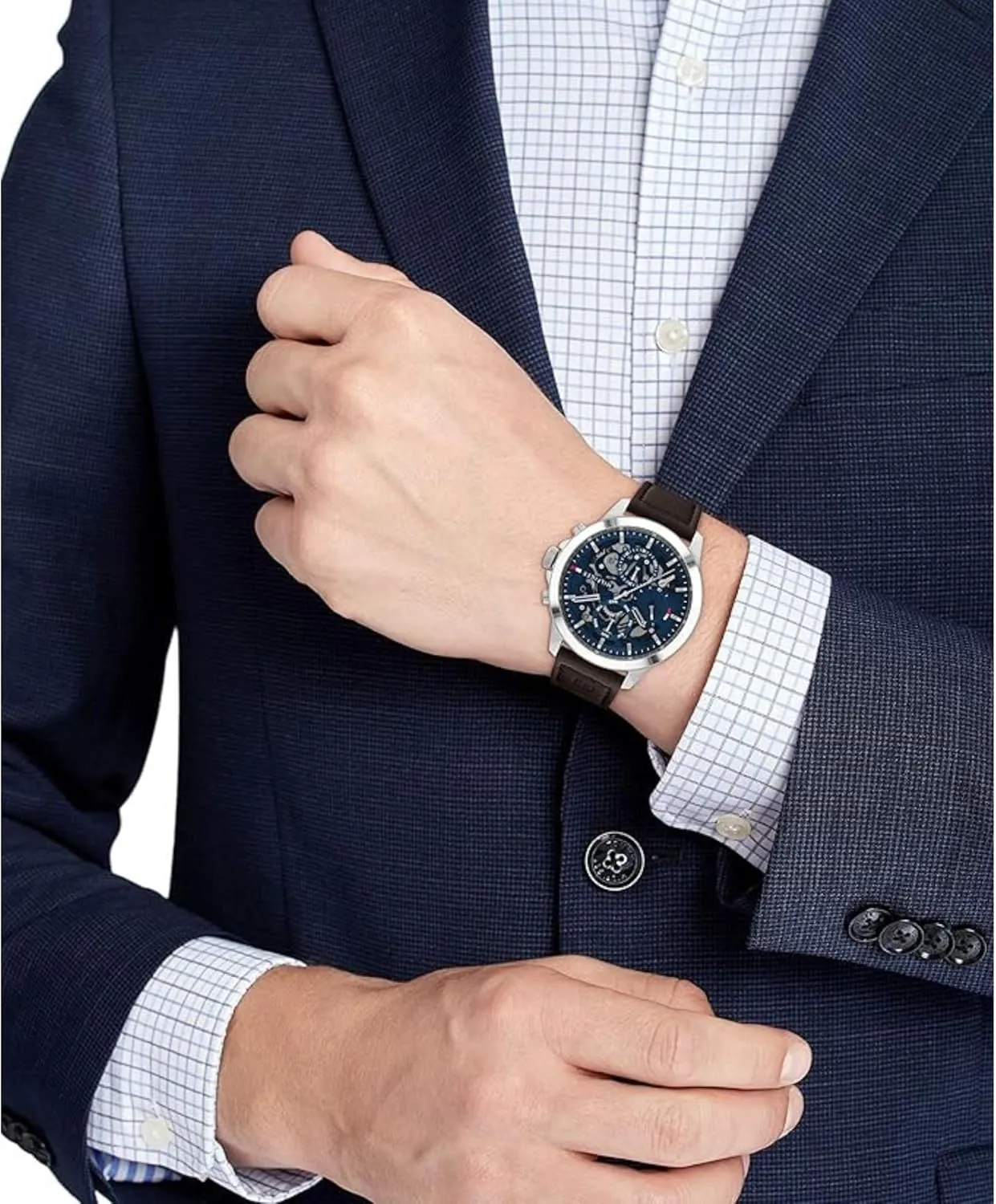 Tommy Hilfiger Men's Automatic Watch  Stainless Steel, 5 ATM Water Resistant, Modern Stylish Timepiece, Gift for Him, 43mm