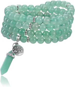 Top Plaza 108 Mala Prayer Beads Bracelet Natural Gemstone Bracelet Multilayer Healing Crystal Stones Stretch Bracelets Yoga Meditation Reiki Quartz Jewelry Gifts for Mens Womens