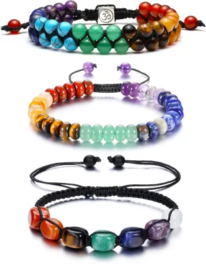 Top Plaza Bead Chakra Bracelet 7 Chakras Healing Crystals Bracelet Yoga Stone Beads Bracelets Meditation Relax Anxiety Bangle for Womens Mens