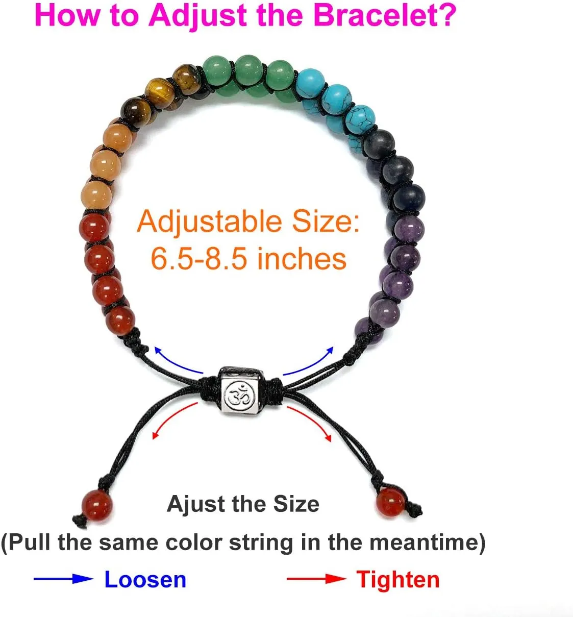 Top Plaza Bead Chakra Bracelet 7 Chakras Healing Crystals Bracelet Yoga Stone Beads Bracelets Meditation Relax Anxiety Bangle for Womens Mens