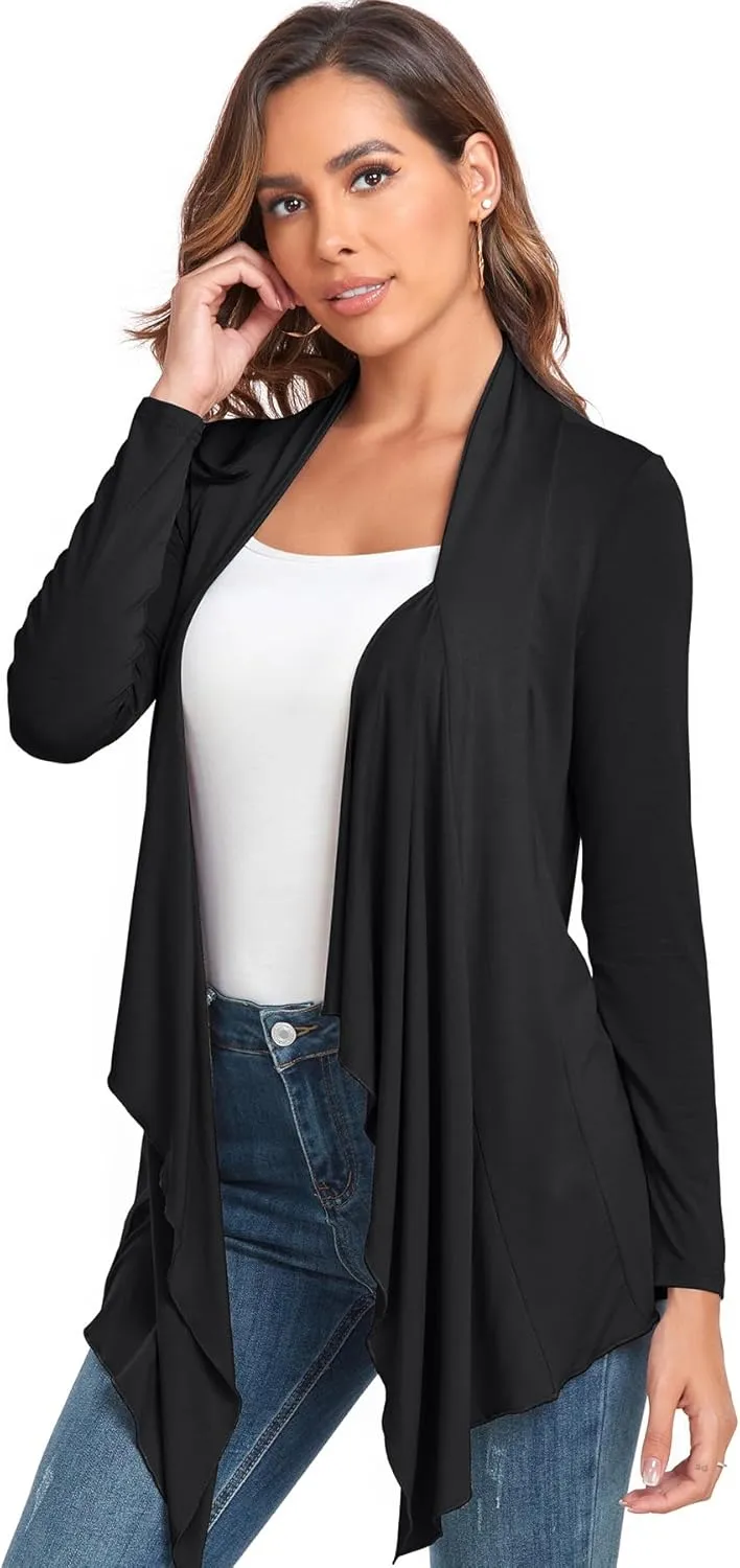 TownCat Cardigans for Women, Soft Drape Front Open Womens Cardigans, Lightweight Long Sleeve Cardigan Irregular Hem