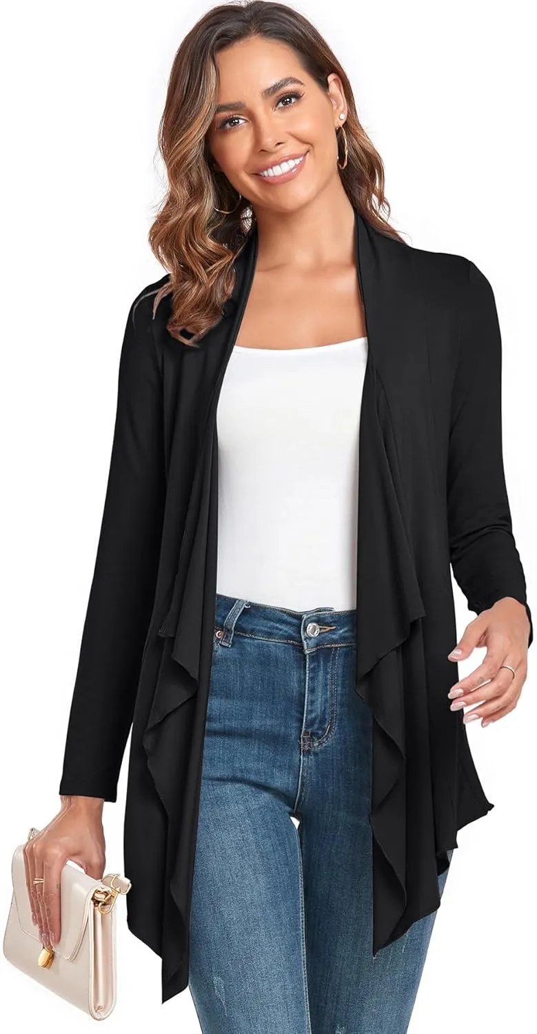 TownCat Cardigans for Women, Soft Drape Front Open Womens Cardigans, Lightweight Long Sleeve Cardigan Irregular Hem