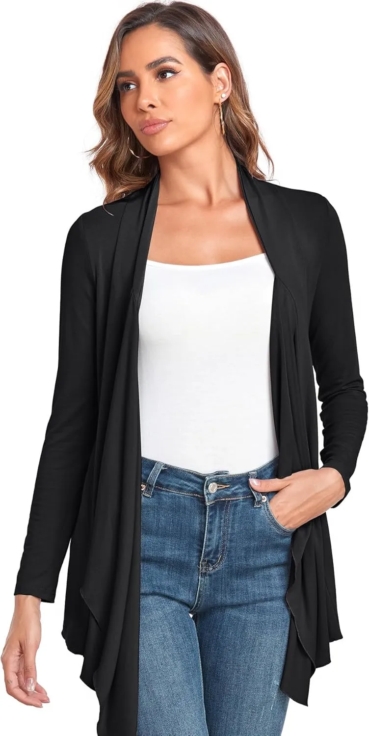 TownCat Cardigans for Women, Soft Drape Front Open Womens Cardigans, Lightweight Long Sleeve Cardigan Irregular Hem