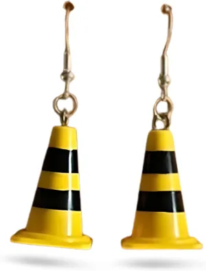 Traffic cone earrings | dangle drop bright quirky unique driver earrings, modern trendy unusual orange accessories, party birthday funny gift