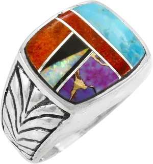 Turquoise Ring Sterling Silver 925 for Men Genuine Gemstones Size 9 to 13