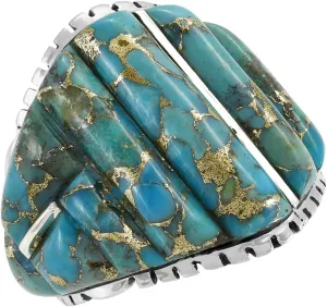 Turquoise Ring Sterling Silver 925 for Men Genuine Gemstones Size 9 to 13
