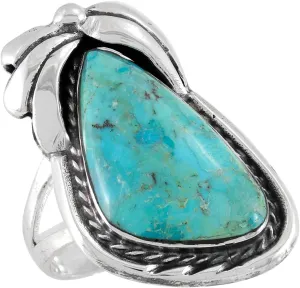 Turquoise Ring Sterling Silver 925 Genuine Gemstones Size 6 to 11