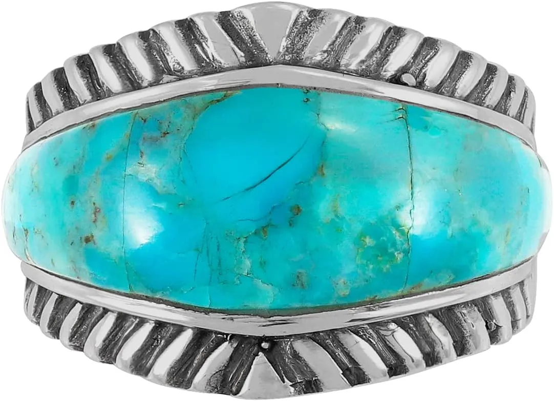 Turquoise Ring Sterling Silver 925 Genuine Gemstones Size 6 to 14 (for Women or Men)