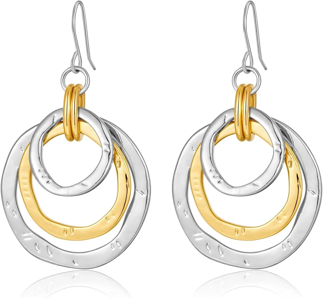 Two Tone Geometric Dangle Earrings for Women Gold and Silver Trendy Drop Earrings Hypoallergenic Lightweight Dangle Earrings