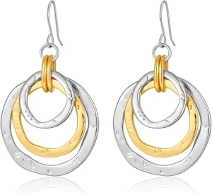 Two Tone Geometric Dangle Earrings for Women Gold and Silver Trendy Drop Earrings Hypoallergenic Lightweight Dangle Earrings