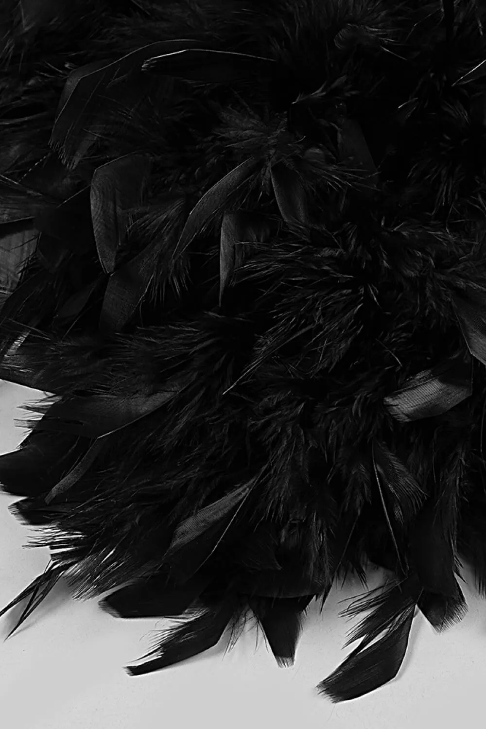 Two-Tone Sequin Feather Hem Strapless Dress
