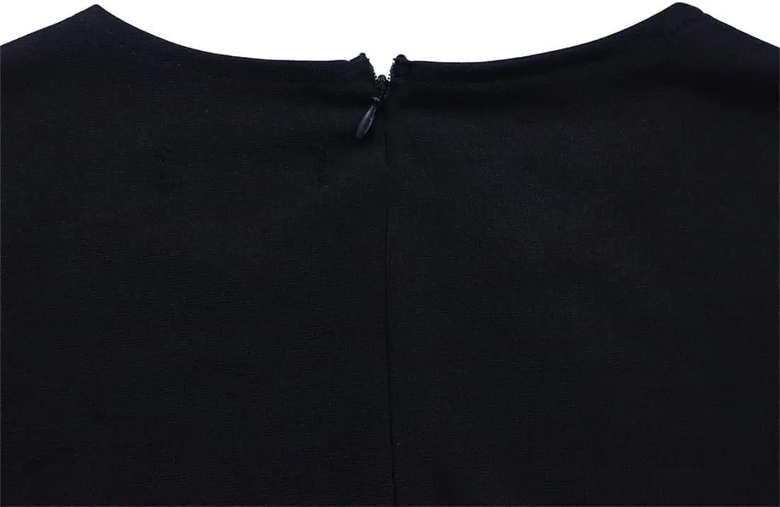 Useagrey Women Crew-Neck Plus Size Peplum Dress Church Wear to Work Bodycon Long Sleeve Midi Dresses